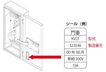 型式・製造番号の記載シール位置